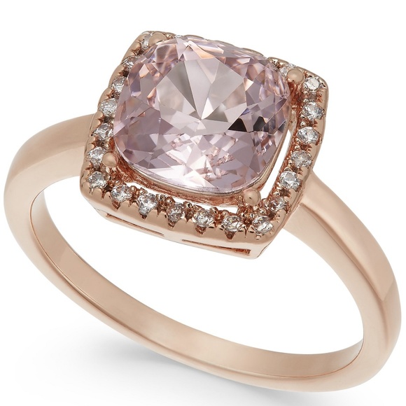 Charter Club Rose - Gold Crystal Square Halo Ring - Picture 1 of 5
